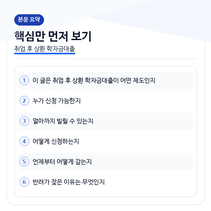 취업후상환학자금대출 핵심