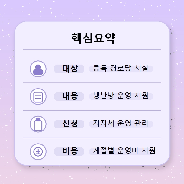 경로당 냉난방비 지원 핵심요약