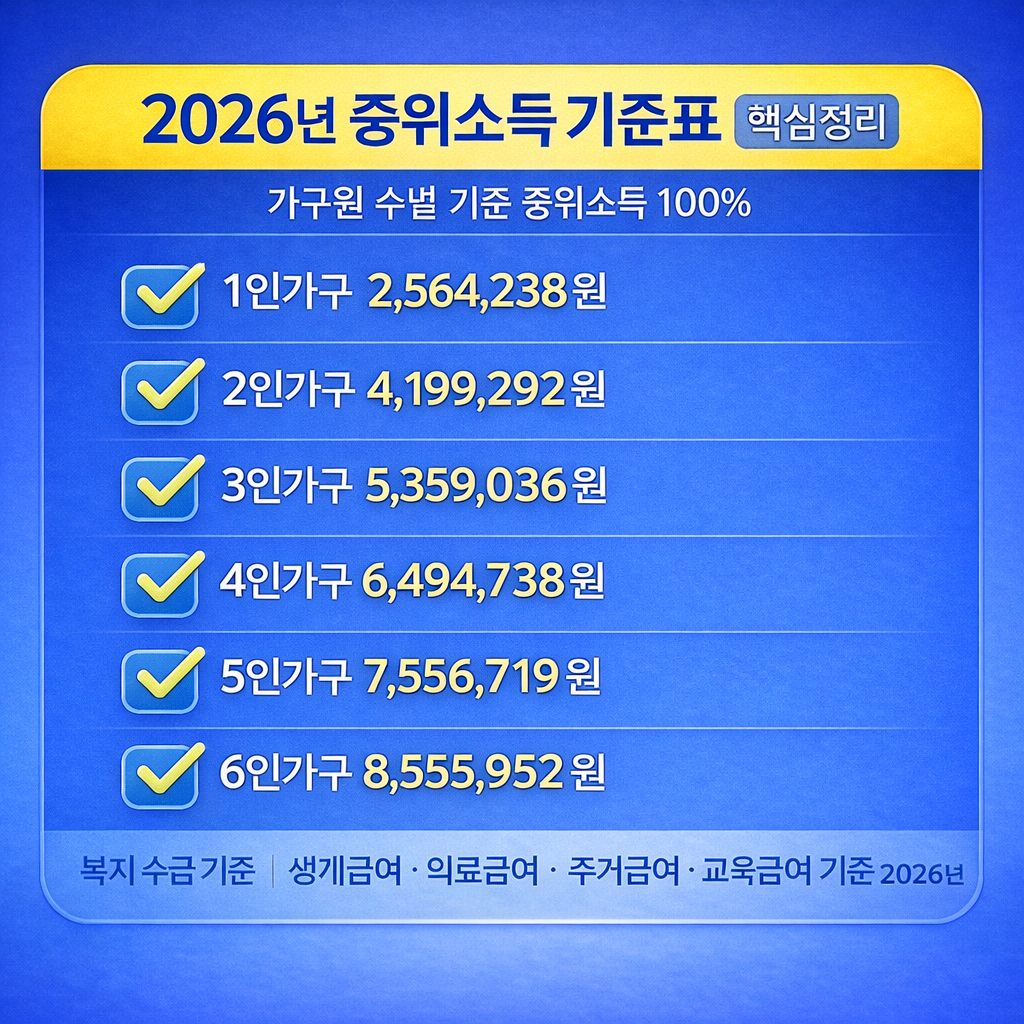 2026년 중위소득 기준표 핵심정리 01